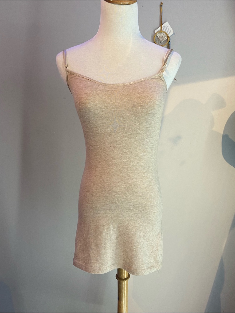 Zenana Outfitters Slim Fit Beige Longline Camisole Slip Tank Top